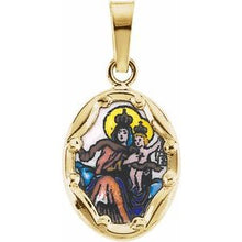 Load image into Gallery viewer, 14K Yellow 13x10 mm Oval Hand Painted Porcelain Scapular Medal

