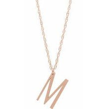 Charger l&#39;image dans la galerie, 14K Rose Gold-Plated Sterling Silver Block Initial M 16-18&quot; Necklace with Brush Finish

