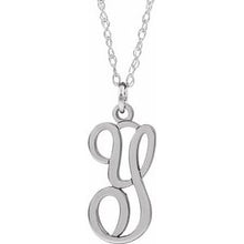 Load image into Gallery viewer, Sterling Silver Script Initial Y 16-18&quot; Necklace
