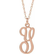 Charger l&#39;image dans la galerie, 14K Rose Gold-Plated Sterling Silver Script Initial Y 16-18&quot; Necklace
