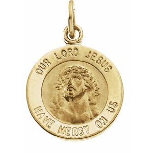 14K Yellow 12 mm Round Our Lord Jesus Medal