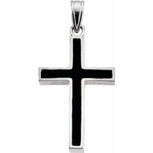 Load image into Gallery viewer, Sterling Silver &amp; Black Epoxy 24x16 mm Cross Pendant
