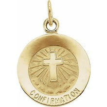 Load image into Gallery viewer, 14K Yellow 12 mm Confirmation Medal with Cross
