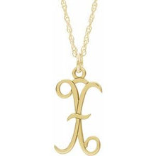 Load image into Gallery viewer, 14K Yellow Gold-Plated Sterling Silver Script Initial X 16-18&quot; Necklace
