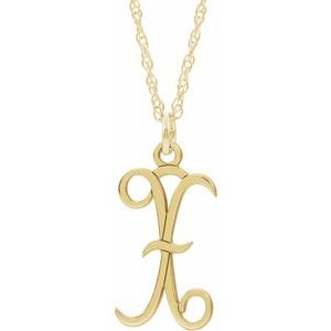 14K Yellow Gold-Plated Sterling Silver Script Initial X 16-18