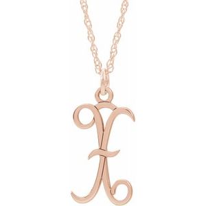 14K Rose Gold-Plated Sterling Silver Script Initial X 16-18