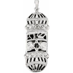 Sterling Silver  37x13 mm Mezuzah Pendant