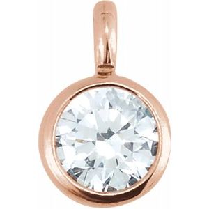 14K Rose .015 CT Diamond Micro Bezel Dangle