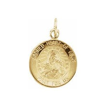 Load image into Gallery viewer, 14K Yellow 12 mm Sacred Heart of Mary Medal
