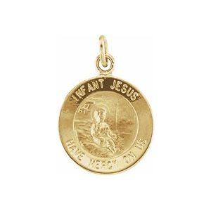 14K Yellow 12 mm Infant Jesus Medal