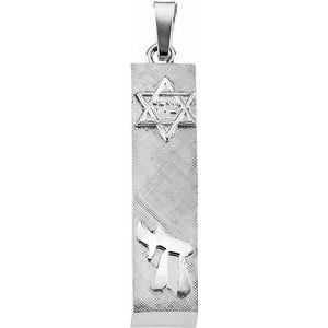 Sterling Silver 28x6 mm Mezuzah Pendant