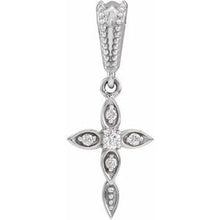 Charger l&#39;image dans la galerie, Sterling Silver .03 CTW Diamond Petite Vintage-Inspired Cross Pendant

