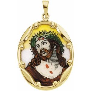 Hand Painted Face of Jesus Porcelain Pendant (Ecce Homo)