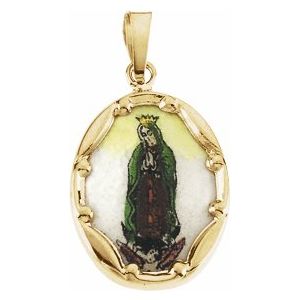 Hand Painted Our Lady of Guadalupe Porcelain Medal
