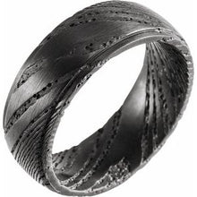 Load image into Gallery viewer, Damascus Steel Flat Black  Patterned Band Size 9
