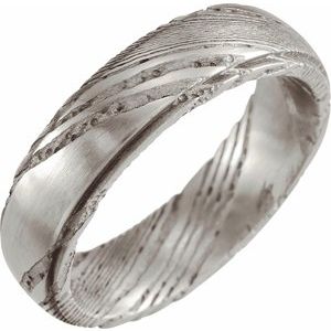 Damascus Steel 6 mm Patterned Flat Edge Band Size 9.5