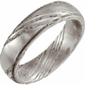 Damascus Steel 6 mm Patterned Flat Edge Band Size 9