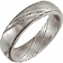 Charger l&#39;image dans la galerie, Damascus Steel 6 mm Patterned Flat Edge Band Size 7
