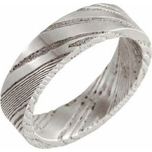 Load image into Gallery viewer, Damascus Steel 6 mm Flat  Patterned Band Size 10
