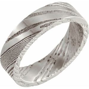 Damascus Steel 6 mm Flat  Patterned Band Size 9