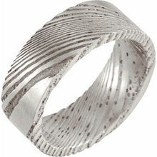 Load image into Gallery viewer, Damascus Steel 8 mm Flat  Patterned Band Size 9.5
