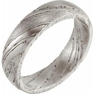Damascus Steel 6 mm Flat  Patterned Band Size 9