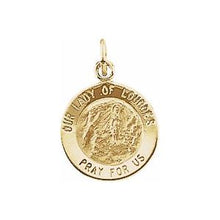 Charger l&#39;image dans la galerie, 14K Yellow 12 mm Round Our Lady of Lourdes Medal
