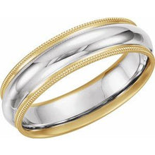 Load image into Gallery viewer, 18K Yellow &amp; Platinum &amp; 18K Yellow 6 mm Grooved Band with Milgrain Size 9
