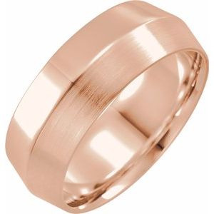 Bande 18K Rose 8 mm Knife-Edge Comfort-Fit avec finition satinée Taille 13