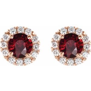 14K Rose Ruby & 1/3 CTW Diamond Earrings