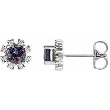 Load image into Gallery viewer, Platinum Chatham¬Æ Created Alexandrite &amp; 1/2 CTW Diamond Earrings
