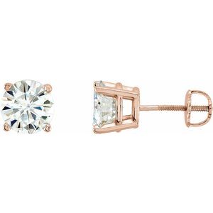 14K Rose 8 mm Round Forever One‚Ñ¢ Created Moissanite Earrings