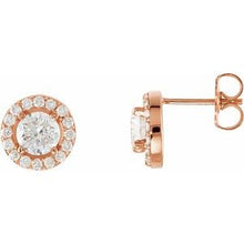 Load image into Gallery viewer, 14K Rose 1 1/2 CTW Diamond Halo-Style Earrings
