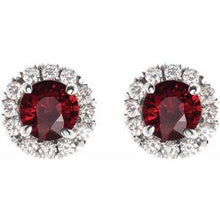 Load image into Gallery viewer, Sterling Silver Ruby &amp; 1/3 CTW Diamond Earrings
