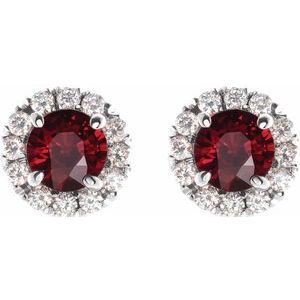 Sterling Silver Ruby & 1/3 CTW Diamond Earrings