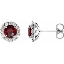 Load image into Gallery viewer, Sterling Silver Ruby &amp; 1/3 CTW Diamond Earrings
