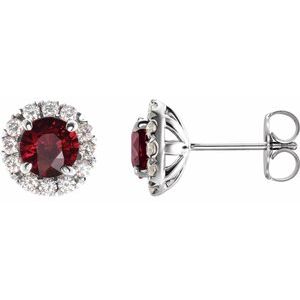 Sterling Silver Ruby & 1/3 CTW Diamond Earrings