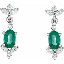 Load image into Gallery viewer, Sterling Silver Emerald &amp; 3/8 CTW Diamond Earrings
