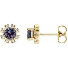 Load image into Gallery viewer, 14K Yellow Alexandrite &amp; .07 CTW Diamond Earrings
