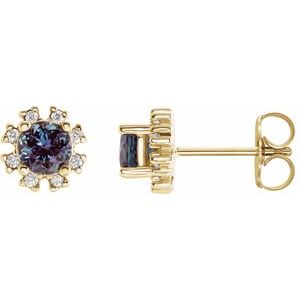 14K Yellow Alexandrite & .07 CTW Diamond Earrings