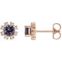 Load image into Gallery viewer, 14K Rose Alexandrite &amp; .07 CTW Diamond Earrings

