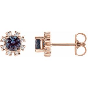 14K Rose Alexandrite & .07 CTW Diamond Earrings