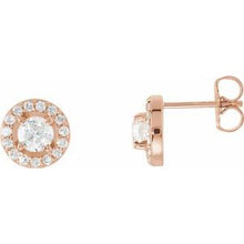 Load image into Gallery viewer, 14K Rose 7/8 CTW Diamond Halo-Style Earrings
