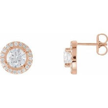 Load image into Gallery viewer, 14K Rose 2 1/5 CTW Diamond Halo-Style Earrings
