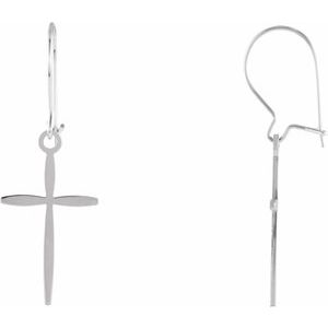 14K White Cross Earrings