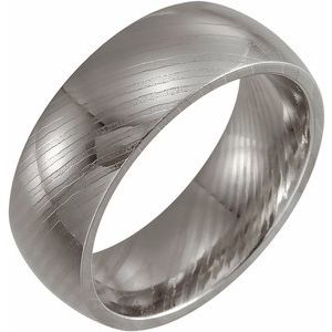 Damascus Steel 8 mm Patterned Band Size 9