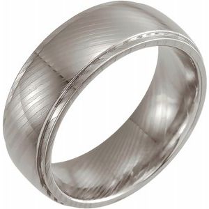 Damascus Steel 8 mm Patterned Flat Edge Band Size 7