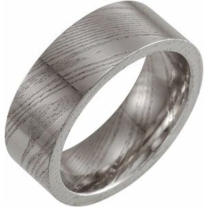 Damascus Steel 8 mm Patterned Flat Band Size 9