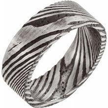 Charger l&#39;image dans la galerie, Damascus Steel 8 mm Patterned Flat Band Size 9.5
