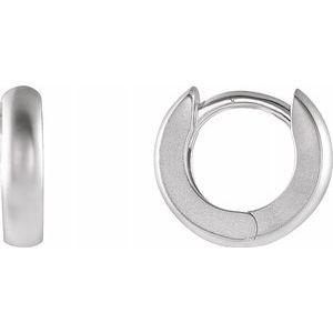 Sterling Silver 9.5x2.25 mm Hinged Hoop Earrings with Bead Blast Finish